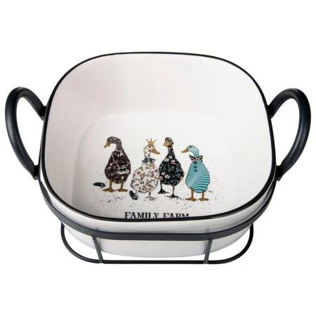 Форма для запекания 2,1л 26,5*21*12,5см фарфор FAMILY FARM  на мет. подставке (8)