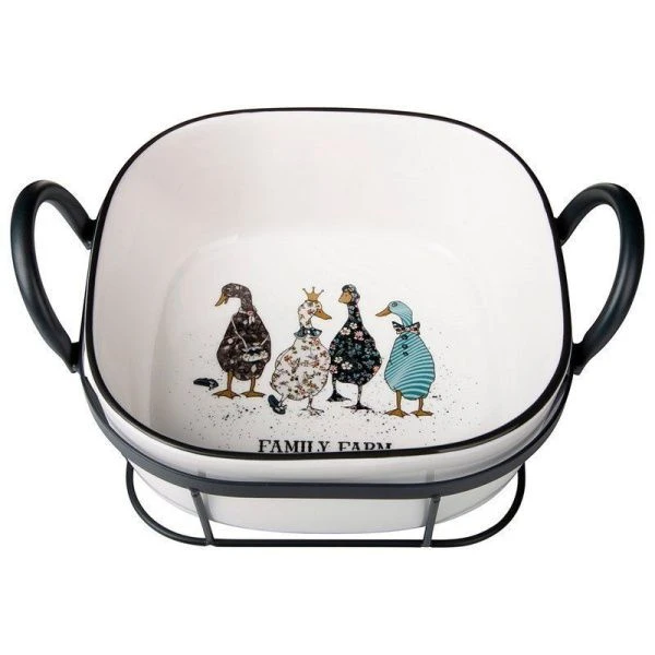 Форма для запекания 2,1л 26,5*21*12,5см фарфор FAMILY FARM  на мет. подставке (8)