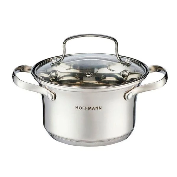 Кастрюля 1,5л нерж.сталь со стекл.крышкой 16см (4)