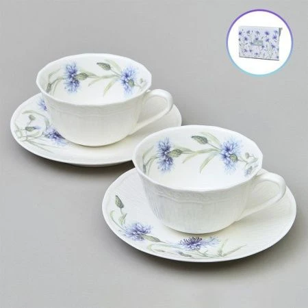 Чайный набор 4пр фарфор ВАСИЛЬКИ на 2 персоны 330мл (12)