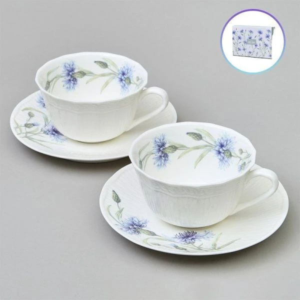 Чайный набор 4пр фарфор ВАСИЛЬКИ на 2 персоны 330мл (12)