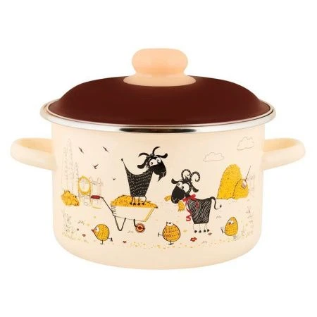 Кастрюля 2л эмаль ПОДВОРЬЕ цилиндрическая ТМ Appetite 6RD161M (8)