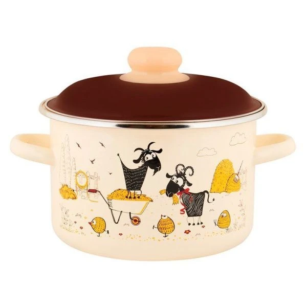 Кастрюля 2л эмаль ПОДВОРЬЕ цилиндрическая ТМ Appetite 6RD161M (8)