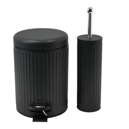 Набор для ванной комнаты 2пр (ведро с педалью 5л+ершик) металл/пластик графит ZYB093/JC-18258 (8)
