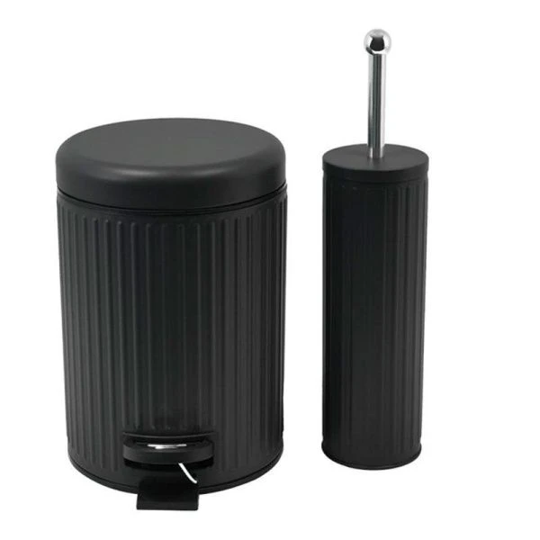 Набор для ванной комнаты 2пр (ведро с педалью 5л+ершик) металл/пластик графит ZYB093/JC-18258 (8)
