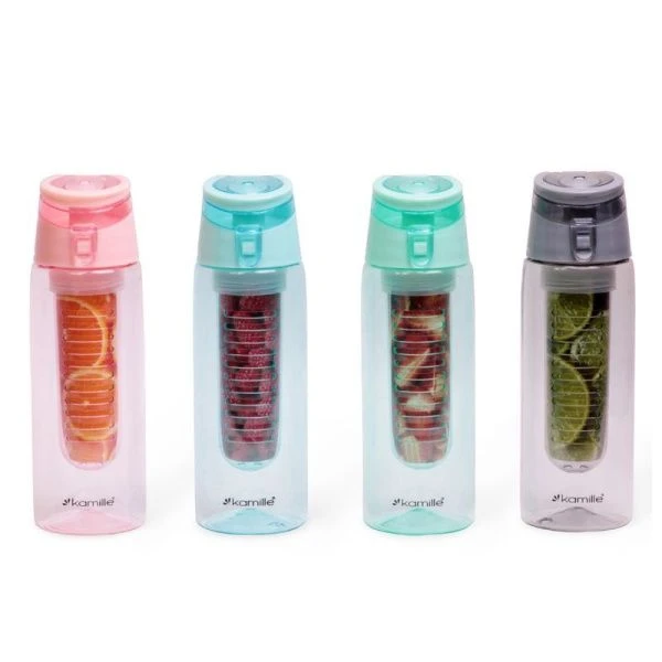 Бутылка для воды 660мл пластик зеленый, черный, розовый, голубой, арт.2303 (40)