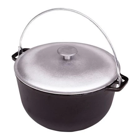 Казан 12л чугун с алюминиевой крышкой 32см h21см Туризм (1)