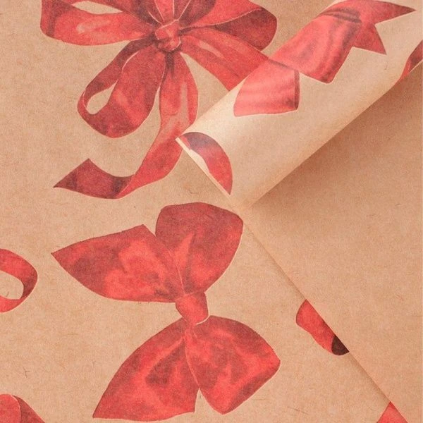 Бумага упаковочная 50*70см Банты. Крафт 7611635