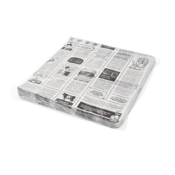 Бумага обёрточная парафинированная 30,5*30,5см 500шт. Газета (6)