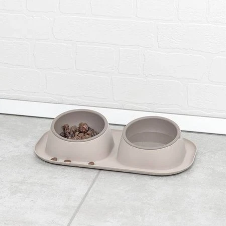 Миска для животных двойная 200мл пластик ТВИКС МИНИ  капучино (8)