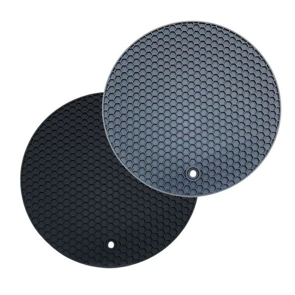 Подставка под горячее 18см силикон черная/серая (500)