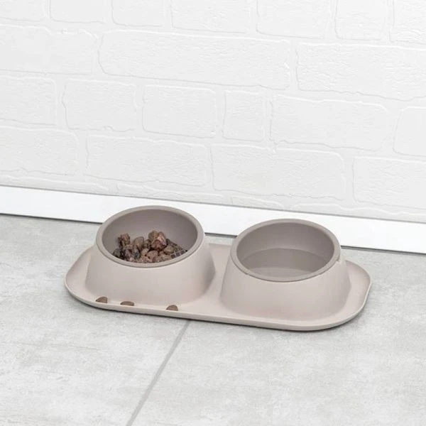 Миска для животных двойная 200мл пластик ТВИКС МИНИ  капучино (8) Миска для животных двойная 200мл пластик ТВИКС МИНИ  капучино (8)