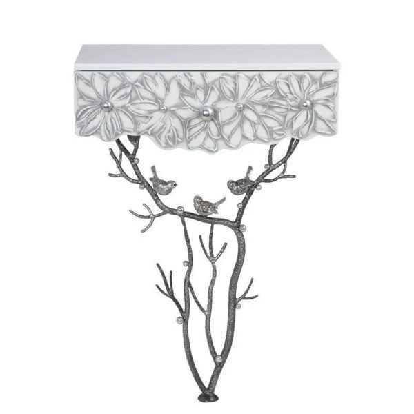 Консоль 68*94см ков.сталь/мрамор/МДФ ТЕРРА серебро