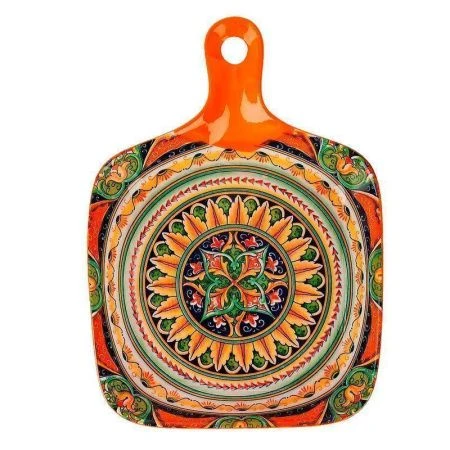 Блюдо 23*14,5см фарфор Arabesque оранжевый с ручкой (36)