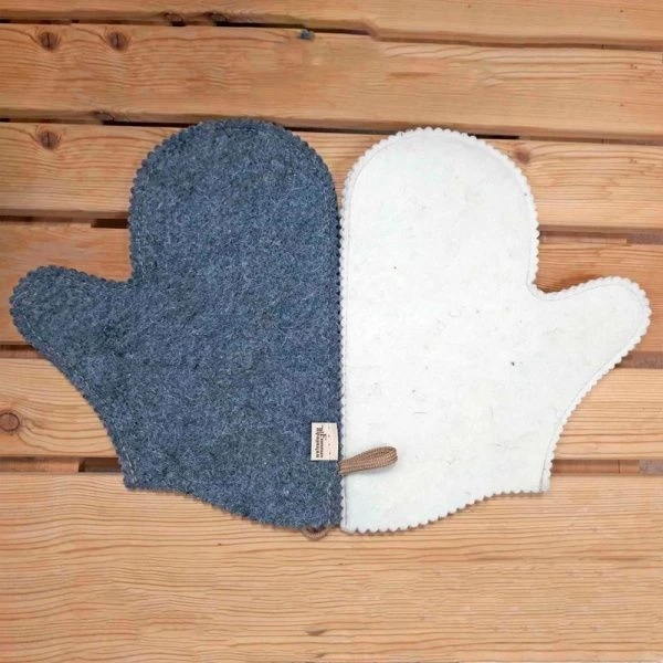 Рукавица банная полушерсть