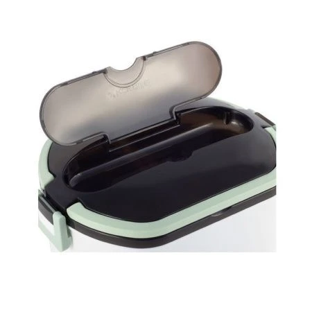 Ланч-бокс 2-х секционный 750мл нерж.сталь/пластик зеленый, розовый, арт. 2138 (50)