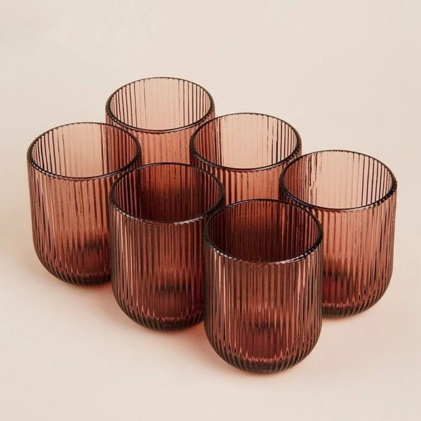 Стаканы набор 6шт 260мл стекло МОДЕРН розовый 7,5*9,5см Стаканы набор 6шт 260мл стекло МОДЕРН розовый 7,5*9,5см