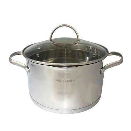 Кастрюля 2,6л 18см нерж.сталь со стекл. крышкой со сливом (4)