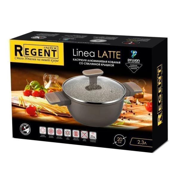 Кастрюля 3,7л литой алюминий АП LATTE со стекл.крышкой 24см индукция 93-AL-LT-4-24 (6)