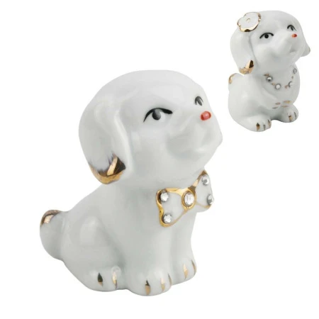 Фигурка Собака 7х3х4,5см фарфор голубая, 2 вида F255 (480)