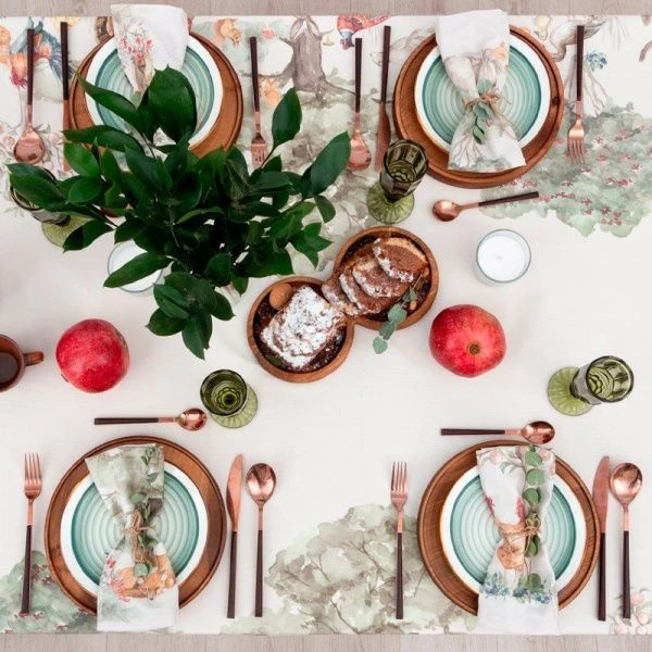 Скатерть 100%хлопок/саржа 148*218+/-2см Forest landscape 190г/м2