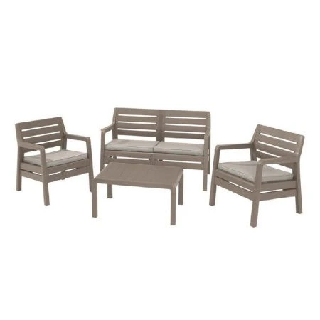 Набор мебели пластик Delano (диван, 2 кресла, стол) каппучино (1)