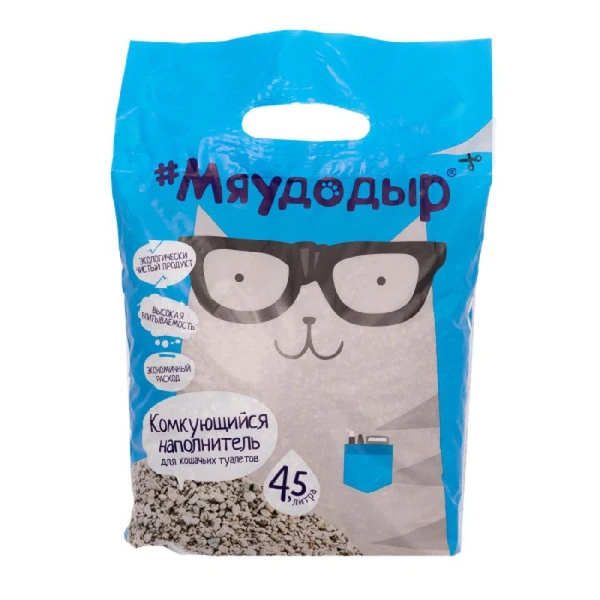 Наполнитель комкующийся для кошачьего туалета Мяудодыр 2,4кг (4,5л) (6)