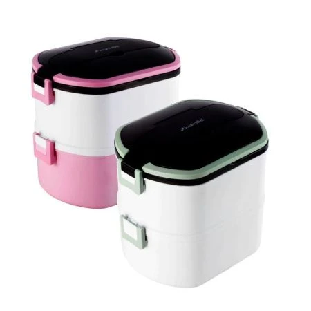 Ланч-бокс 2-х секционный 1500мл нерж.сталь/пластик зеленый, розовый, арт. 2139 (24)