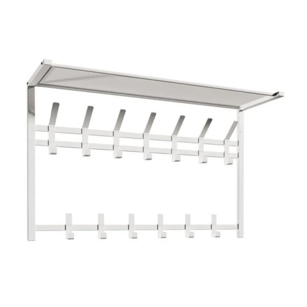 Вешалка настенная с полкой 2-х ярусная металл Торонто 32 белая 88,5*27*54,5см (1)