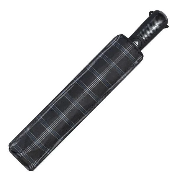 Зонт мужской суперавтомат 3 сложения 9 спиц ручка гольф Клетка 243S Popular (12)