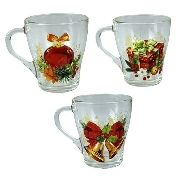 Кружка 250мл стекло Грация НОВОГОДНИЕ СИМВОЛЫ (20)