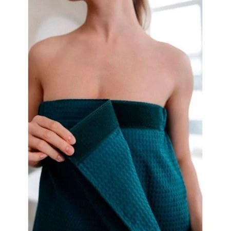 Набор для сауны женский вафельный 2пр (килт 90*146см, полотенце 47*90см) Малахит