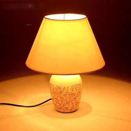 яяяЛампа настольная с абажуром керамика Полевые цветы 32*22,5*22,5см E14 220В 25Вт