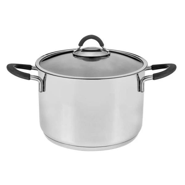 Кастрюля 3л нерж.сталь ОДА стекл.крышка 20см, силикон.ручки h10см арт.300-20-1