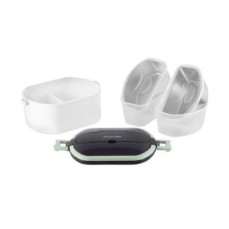 Ланч-бокс 2-х секционный 750мл нерж.сталь/пластик зеленый, розовый, арт. 2138 (50)