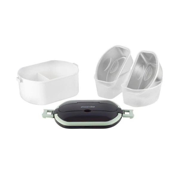 Ланч-бокс 2-х секционный 750мл нерж.сталь/пластик зеленый, розовый, арт. 2138 (50)