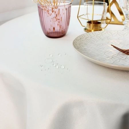 Скатерть 150см полиэстер 86% хлопок 14%  ГЛАДЬ молочная 1954Д-01