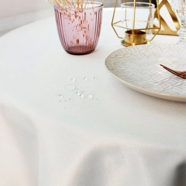 Скатерть 150см полиэстер 86% хлопок 14%  ГЛАДЬ молочная 1954Д-01