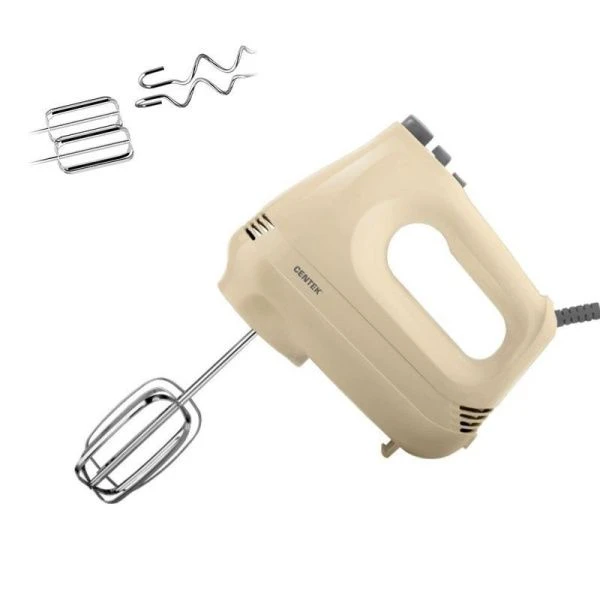 Миксер нерж.сталь/пластик Centek CT-1125 бежевый 400Вт, 5 скоростей+турбо, взбивание/замешивание (6)