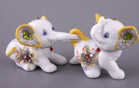 яяяФигурка Два слоника со стразами h4,5см (72)