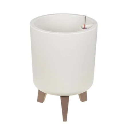 Кашпо 11л d250мм пластик ФЛОРИАН высокое с автополивом 250*250*250мм белый ротанг (3)