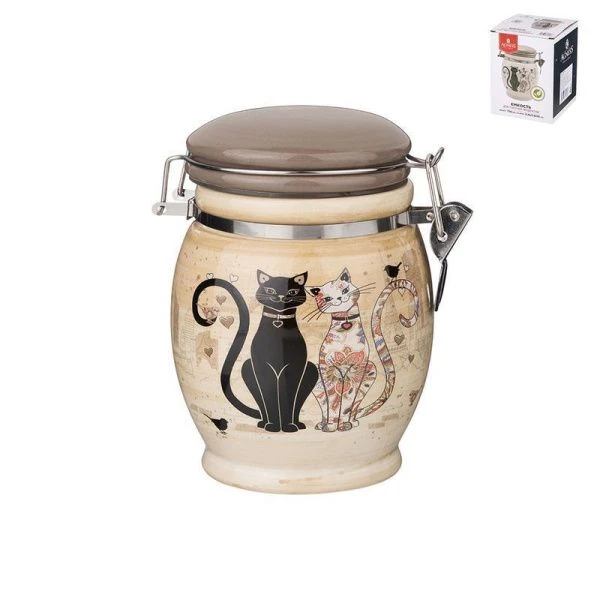 Банка для сыпучих продуктов 750мл 15см керамика ПАРИЖСКИЕ КОТЫ (32)