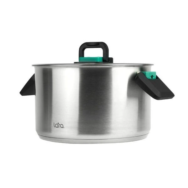 Кастрюля 2л нерж.сталь ИЗУМРУД стекл.крышка с силикон.ободком 16см индукц.дно LR02-241 (4)