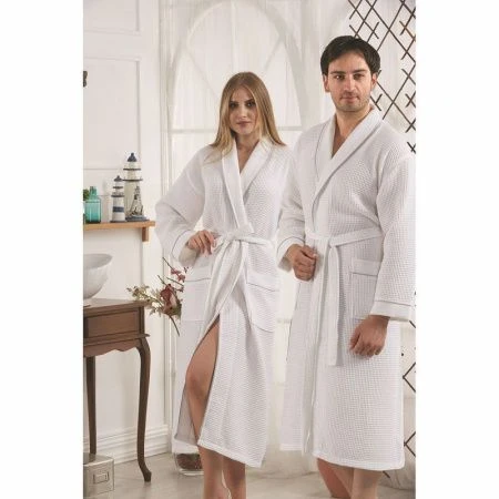 Халат вафельный с кантом Karna ALERON 2XL (52) (Белый)