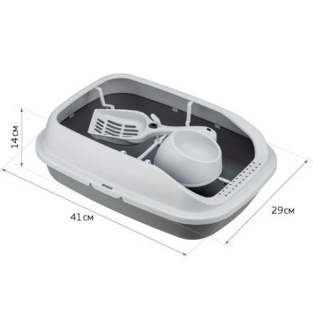 Лоток для кошек 41*29*14см пластик ПЕРВЫЙ капучино (9)