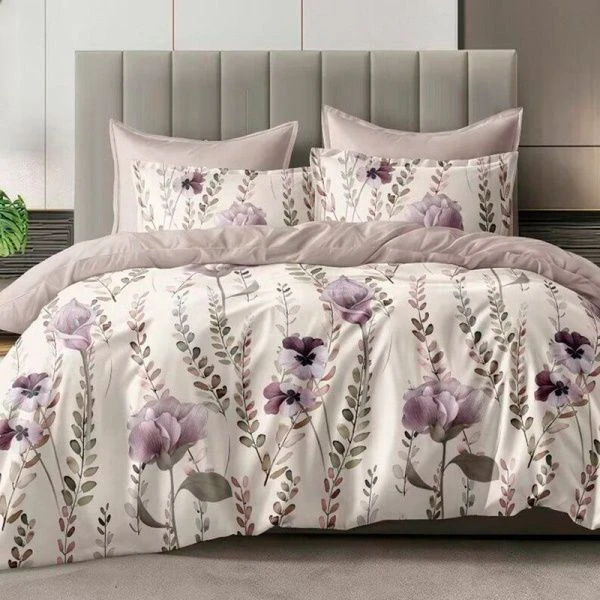 КПБ евро поплин 100%хлопок Натурель (пр.220*240, под.200*220, нав.70*70/2) рис. 6871 Флора