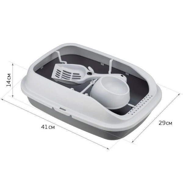 Лоток для кошек 41*29*14см пластик ПЕРВЫЙ капучино (9)