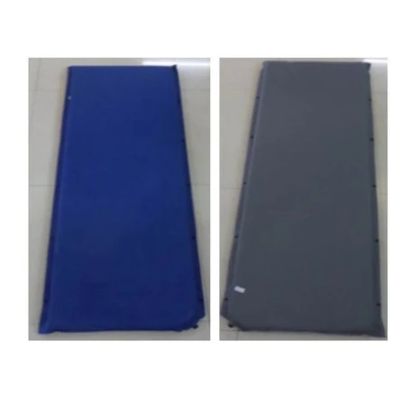Коврик туристический самонадувающийся ПВХ 65*180*5см велюр синий/серый JC-12088 (10)