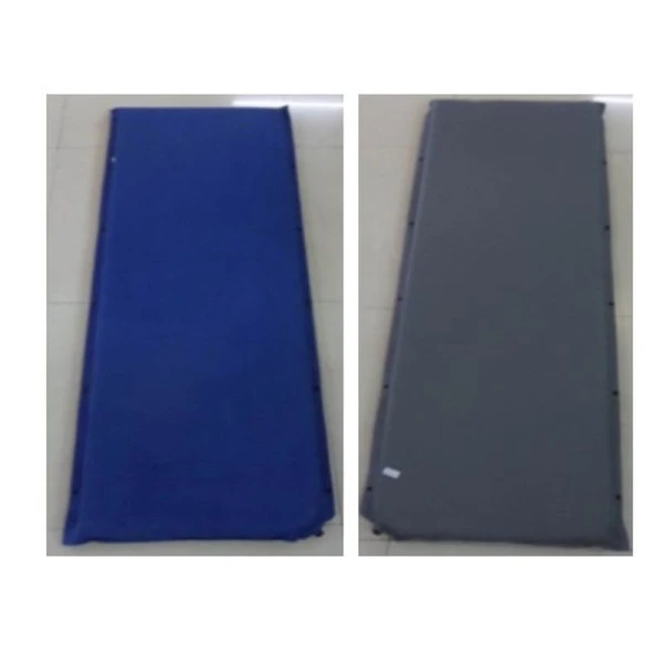 Коврик туристический самонадувающийся ПВХ 65*180*5см велюр синий/серый JC-12088 (10)