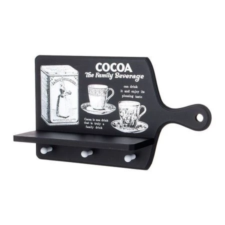 Вешалка с полкой настенная 3 крючка для кухонных принадлежностей 40*22,5*10см МДФ/металл (8)